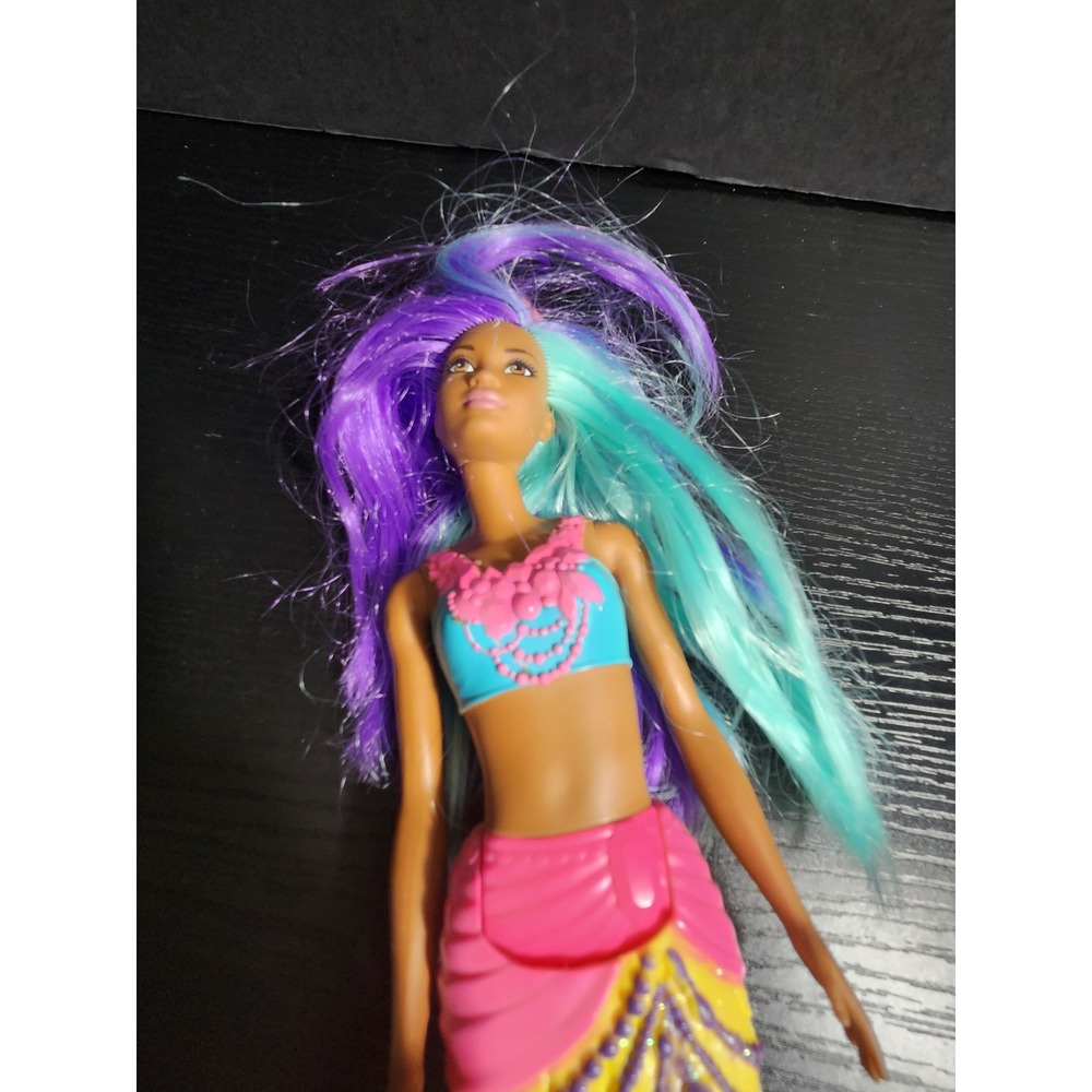 Barbie Mermaid Doll 2019 Purple Teal Hair Yellow Blue‎ Tail - Picture 3 of 7